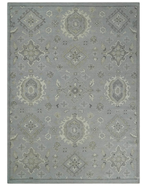 Antique muted silver, beige, and brown Turkish hand-knotted Persian area rug, 8x11 with low pile, traditional design.