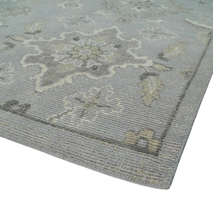 Antique Muted Silver Rug 8x11 Hand Knotted Turkish Silver, Beige and Brown Traditional Antique Persian Low Pile Area Rug - Nuvé