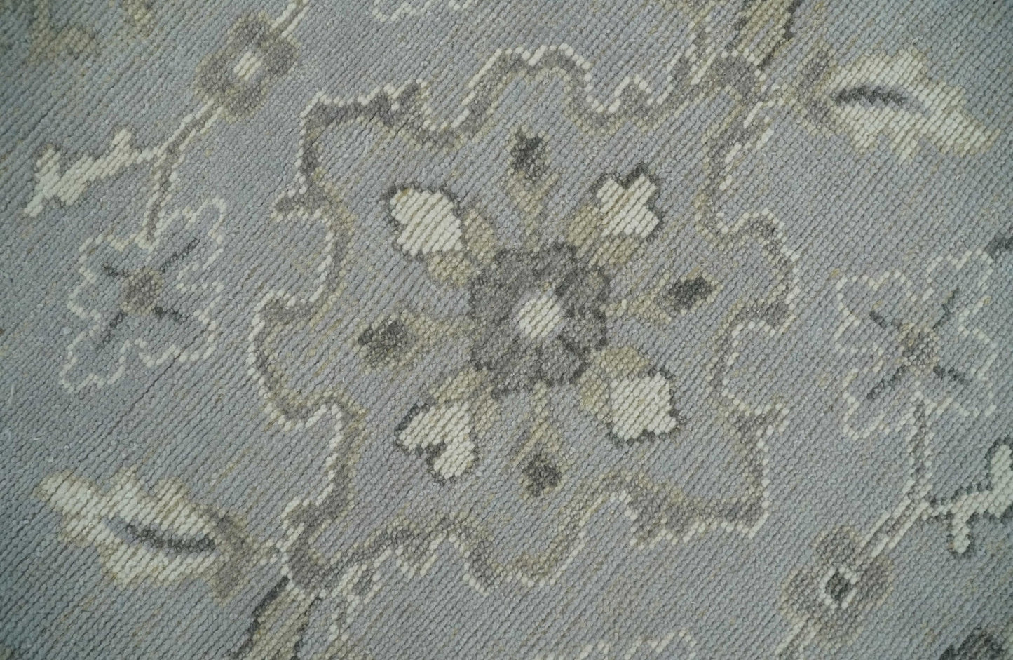 Antique Muted Silver Rug 8x11 Hand Knotted Turkish Silver, Beige and Brown Traditional Antique Persian Low Pile Area Rug - Nuvé