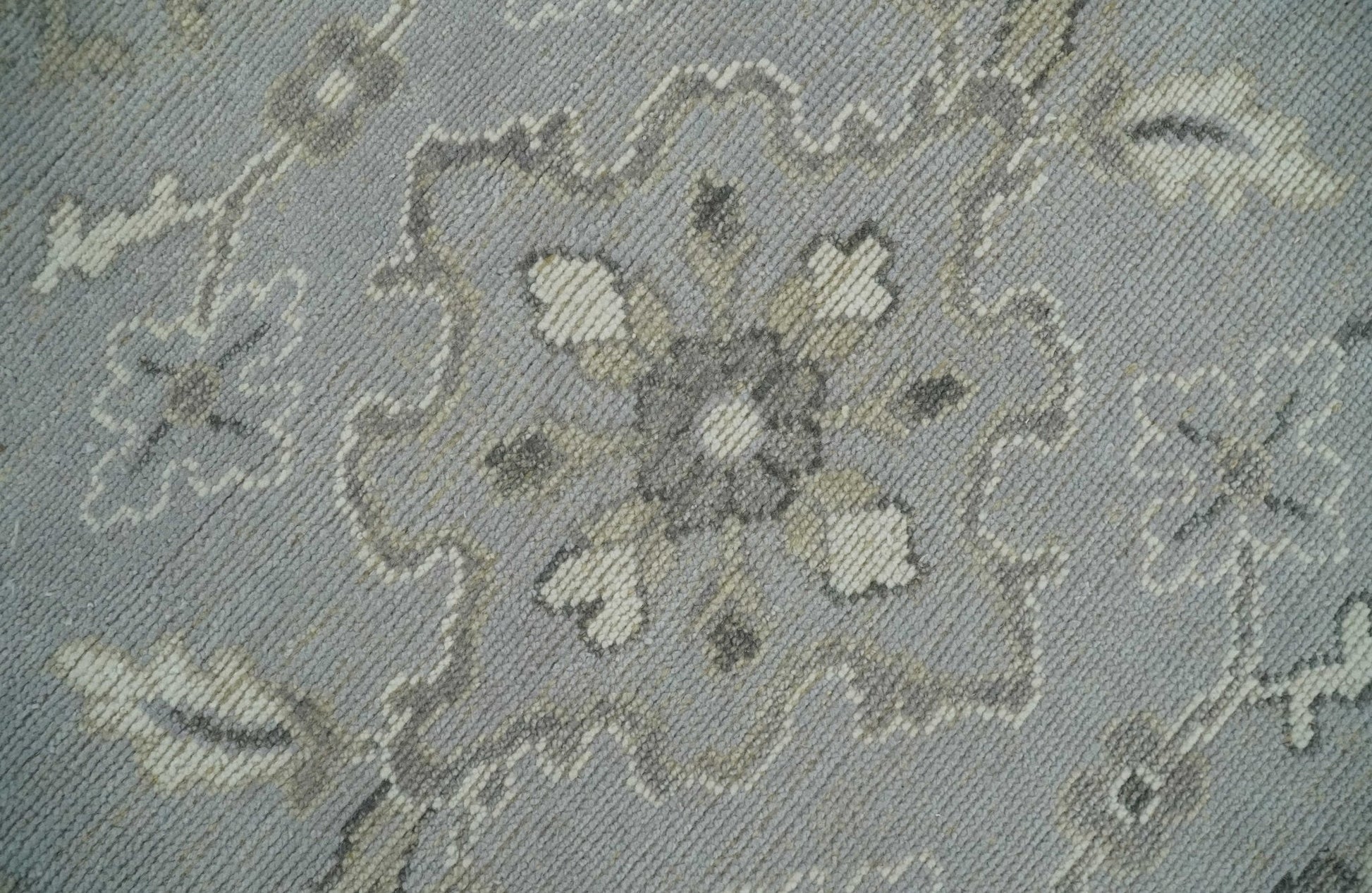 Antique Muted Silver Rug 8x11 Hand Knotted Turkish Silver, Beige and Brown Traditional Antique Persian Low Pile Area Rug - Nuvé