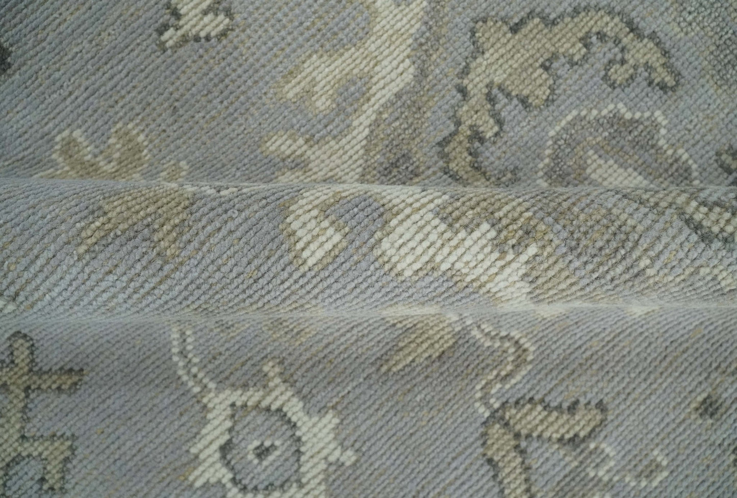 Antique Muted Silver Rug 8x11 Hand Knotted Turkish Silver, Beige and Brown Traditional Antique Persian Low Pile Area Rug - Nuvé