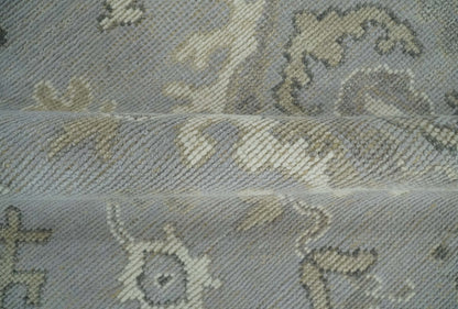 Antique Muted Silver Rug 8x11 Hand Knotted Turkish Silver, Beige and Brown Traditional Antique Persian Low Pile Area Rug - Nuvé