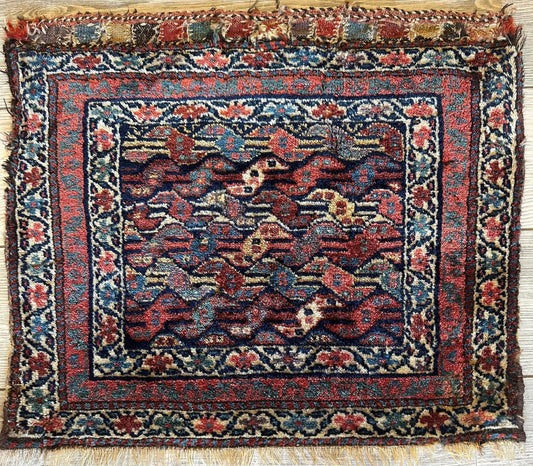 Antique Natural Dyes Small Kurdish Square Decorative Hanging Rug - 22" X 24" - Nuvé