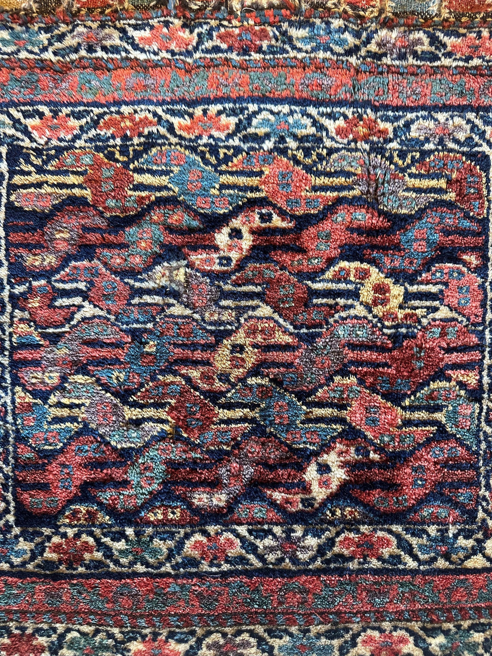 Antique Natural Dyes Small Kurdish Square Decorative Hanging Rug - 22" X 24" - Nuvé