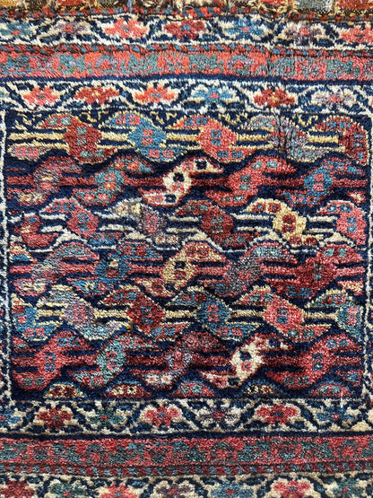 Antique Natural Dyes Small Kurdish Square Decorative Hanging Rug - 22" X 24" - Nuvé