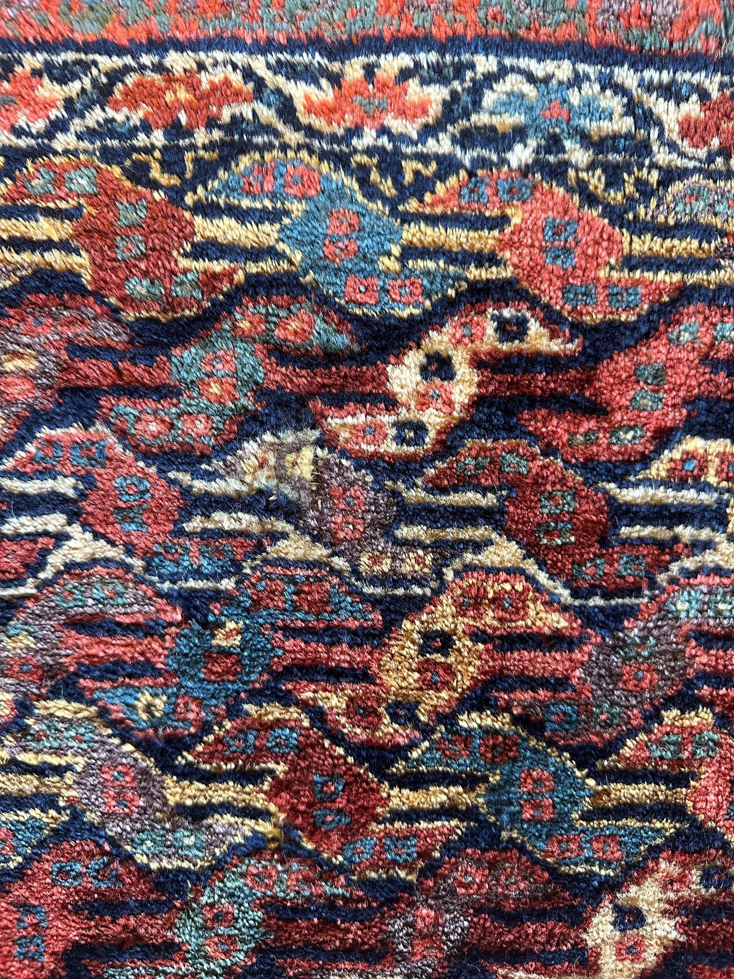 Antique Natural Dyes Small Kurdish Square Decorative Hanging Rug - 22" X 24" - Nuvé