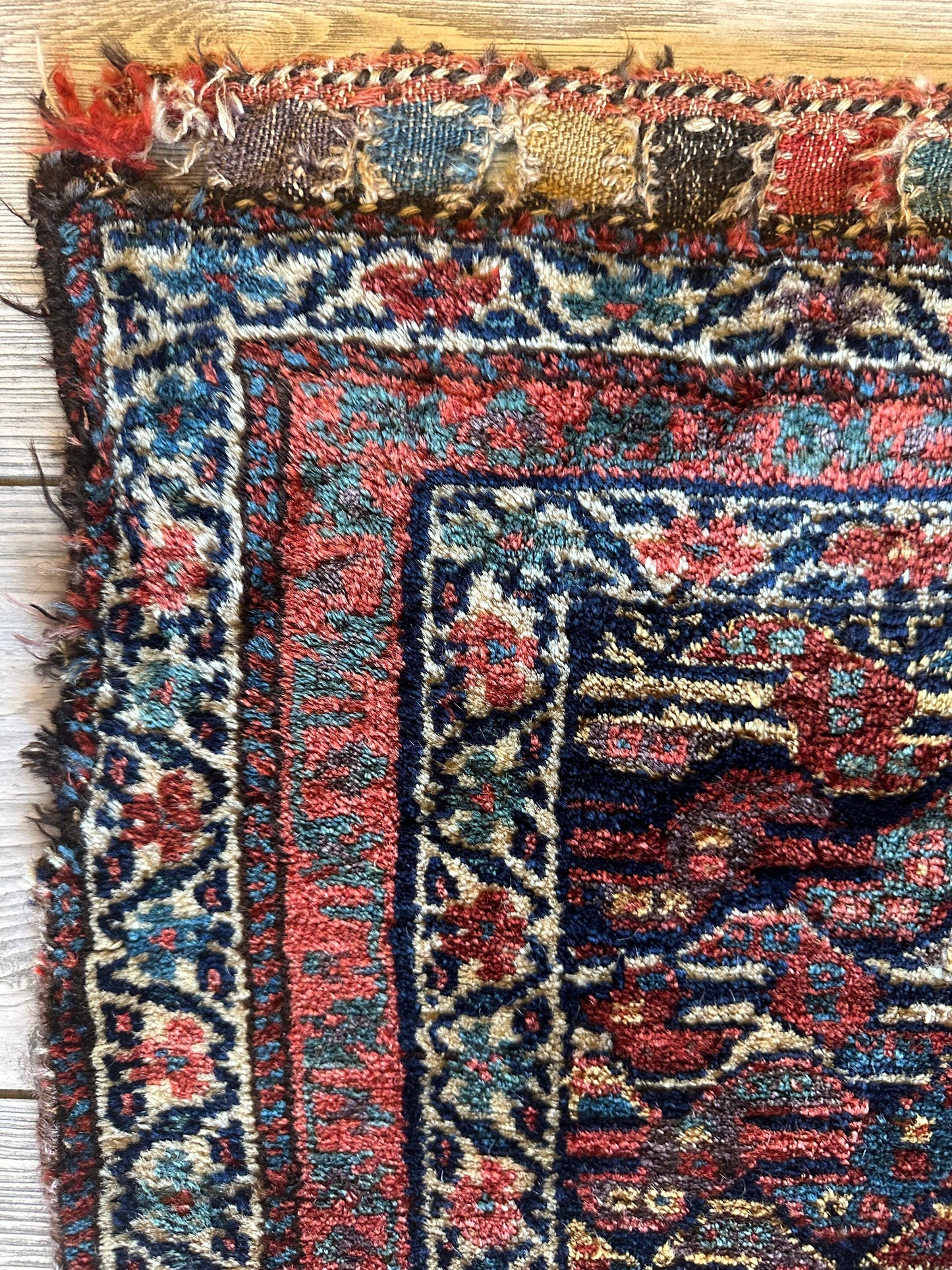 Antique Natural Dyes Small Kurdish Square Decorative Hanging Rug - 22" X 24" - Nuvé