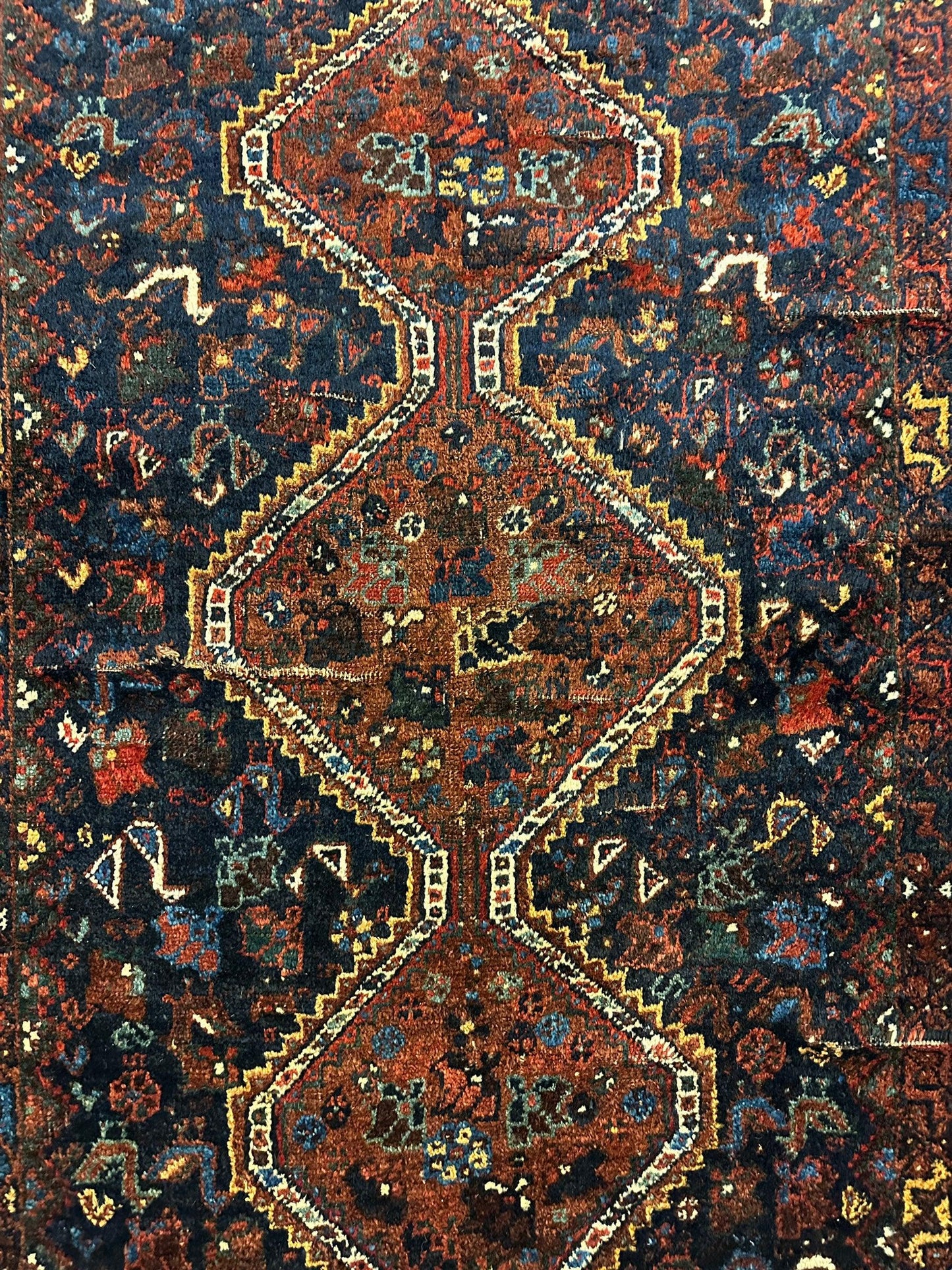 Antique Persian Khamseh Tribal Rug 4' x 5’10” - Nuvé