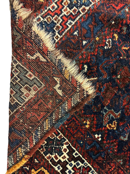 Antique Persian Khamseh Tribal Rug 4' x 5’10” - Nuvé