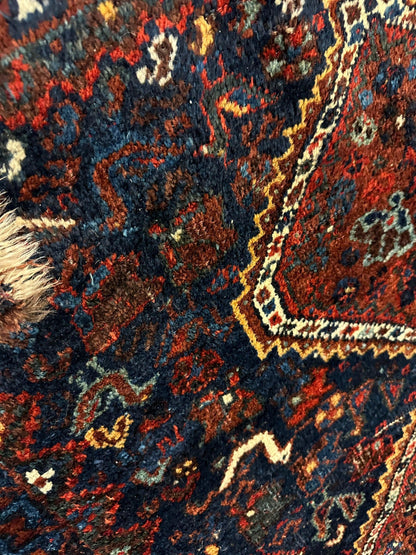 Antique Persian Khamseh Tribal Rug 4' x 5’10” - Nuvé