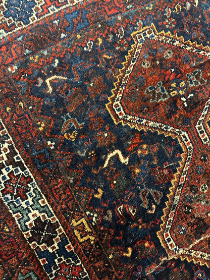 Antique Persian Khamseh Tribal Rug 4' x 5’10” - Nuvé
