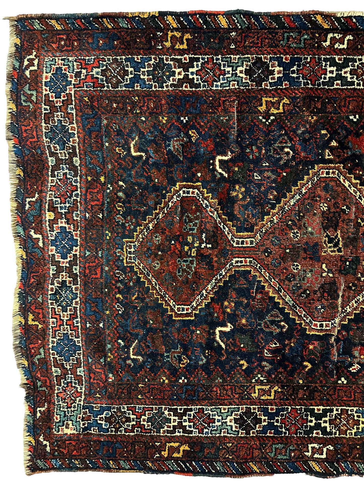 Antique Persian Khamseh Tribal Rug 4' x 5’10” - Nuvé
