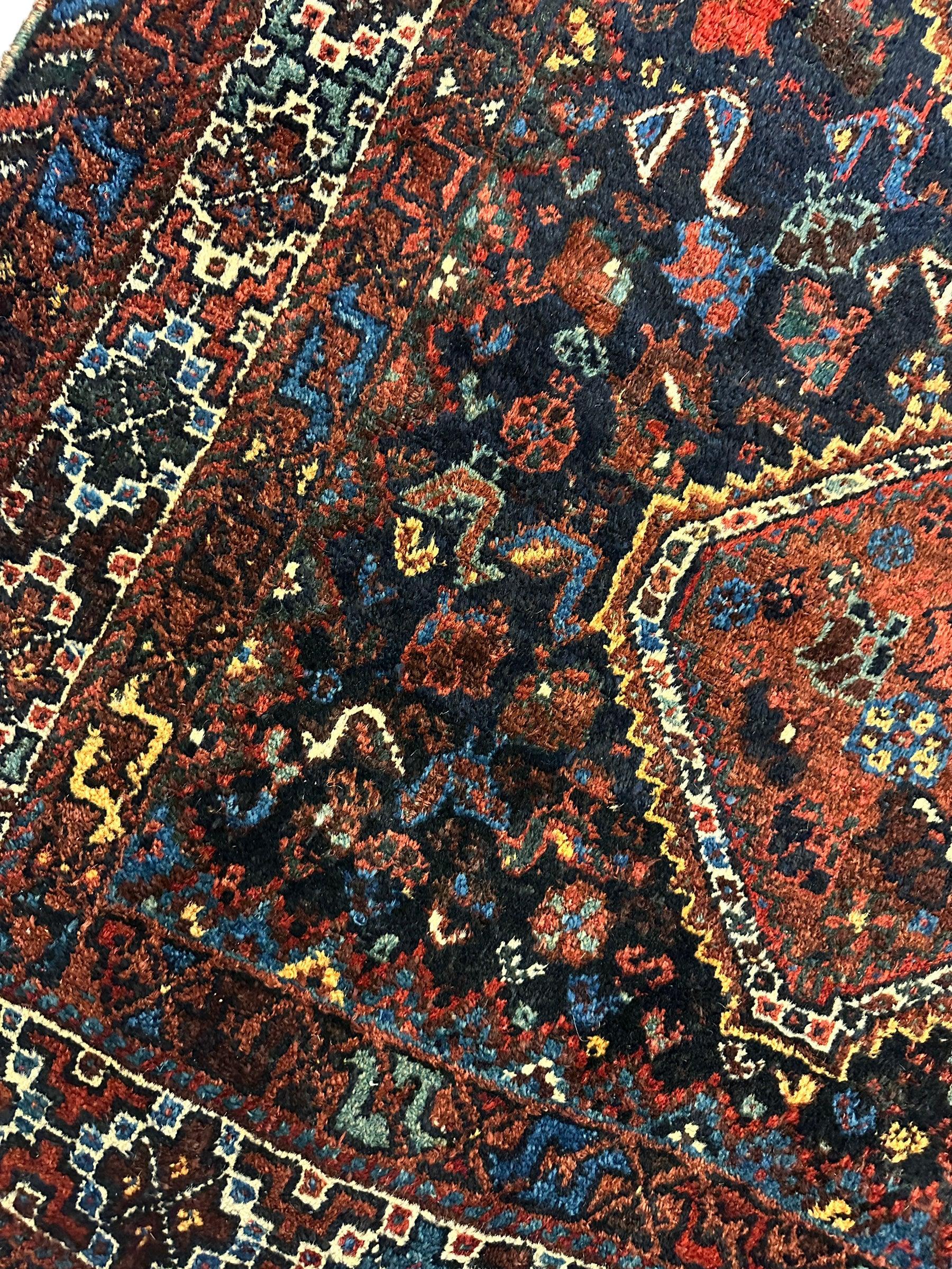 Antique Persian Khamseh Tribal Rug 4' x 5’10” - Nuvé