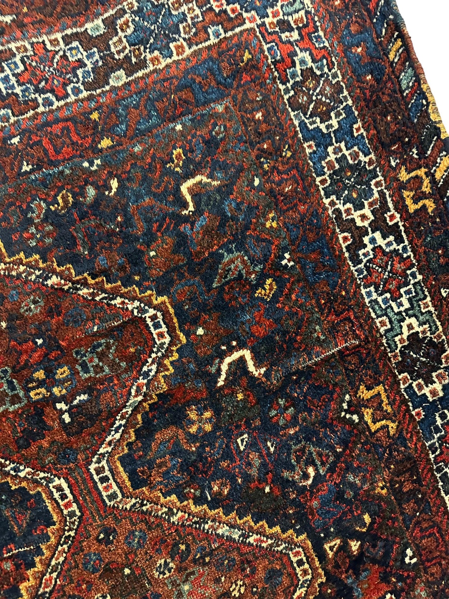 Antique Persian Khamseh Tribal Rug 4' x 5’10” - Nuvé