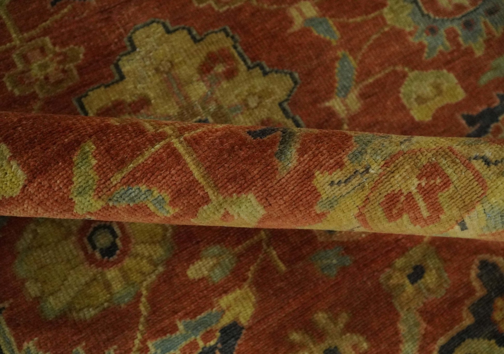 Antique Style 8x10 Rust, Black and Gold Hand Knotted Traditional Turkish Serapi Wool Area Rug - Nuvé