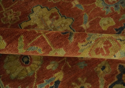 Antique Style 8x10 Rust, Black and Gold Hand Knotted Traditional Turkish Serapi Wool Area Rug - Nuvé