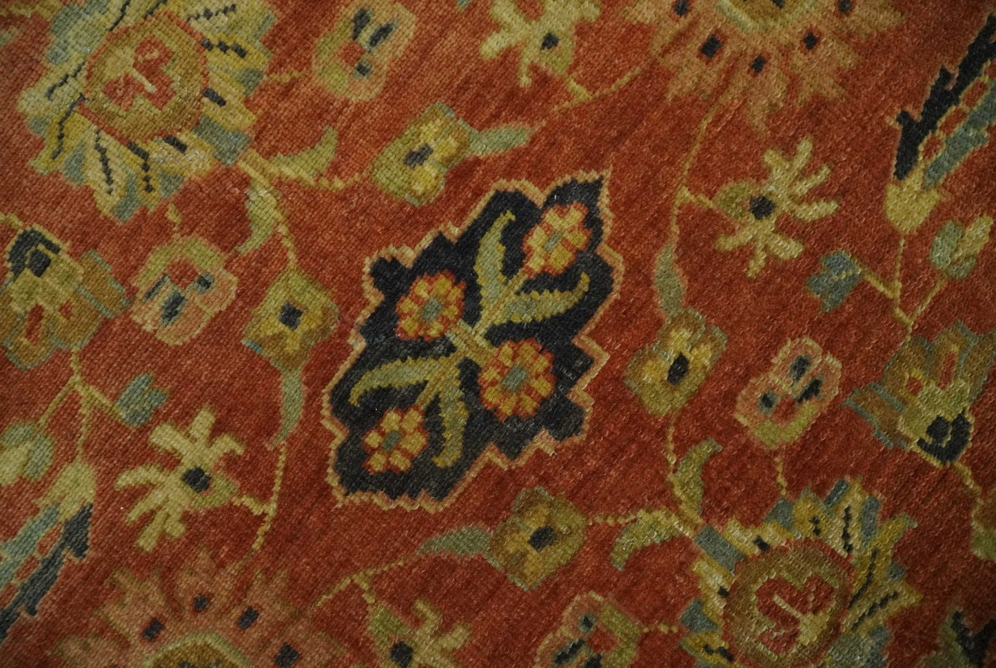 Antique Style 8x10 Rust, Black and Gold Hand Knotted Traditional Turkish Serapi Wool Area Rug - Nuvé