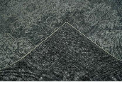 Antique Style Charcoal and Silver Traditional Heriz Medallion 8x10 wool Area Rug - Nuvé
