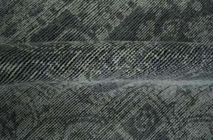 Antique Style Charcoal and Silver Traditional Heriz Medallion 8x10 wool Area Rug - Nuvé