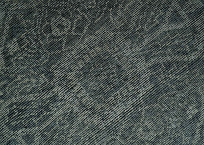 Antique Style Charcoal and Silver Traditional Heriz Medallion 8x10 wool Area Rug - Nuvé