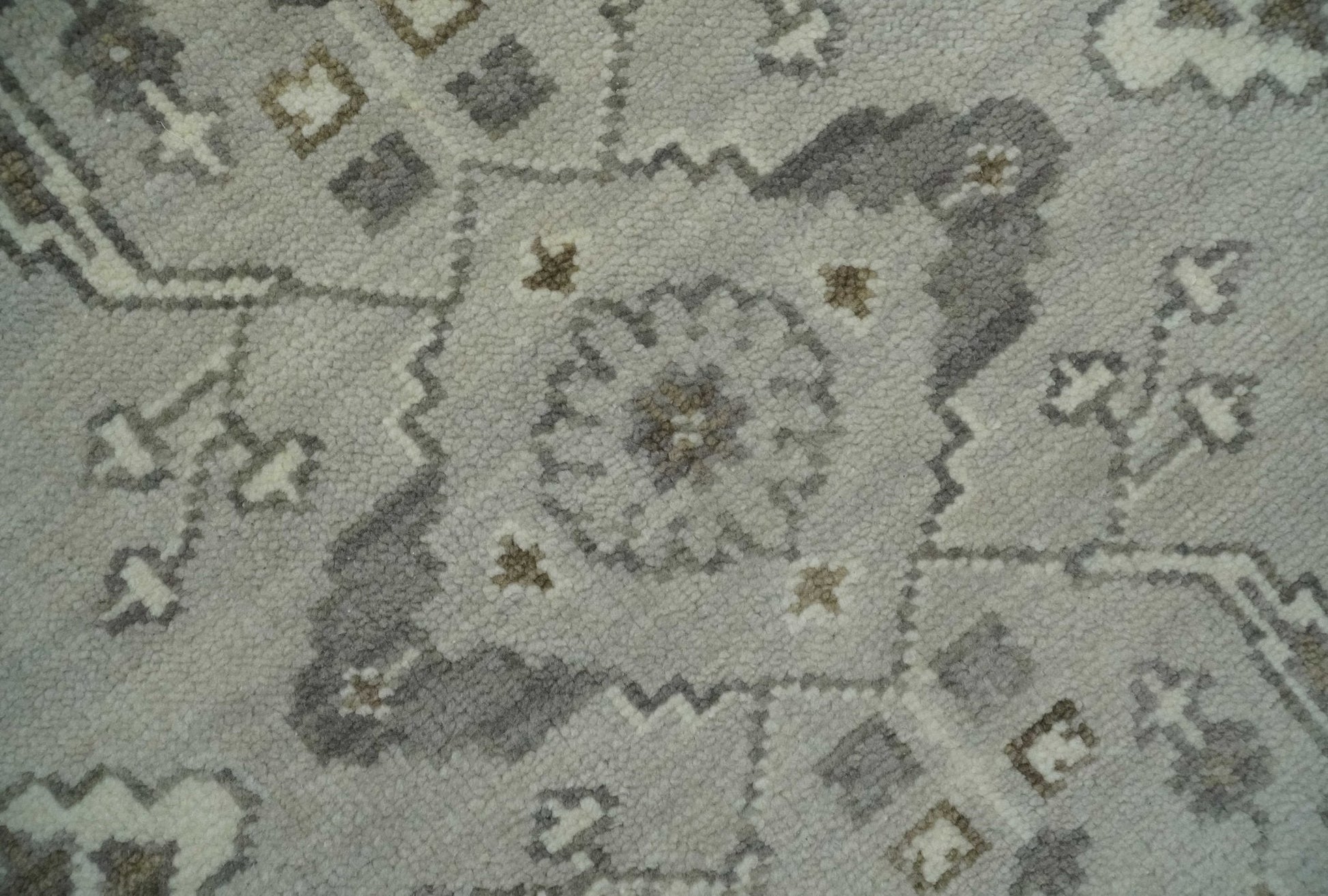 Antique Style Custom Made Traditional Silver and Brown Oriental Oushak Wool Area Rug - Nuvé