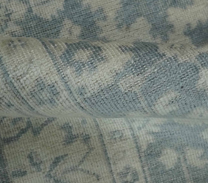 Antique Style Ivory and Charcoal Hand Knotted Traditional Oushak 2x4 wool Bedside Rug - Nuvé