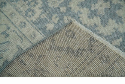 Antique Style Ivory and Charcoal Hand Knotted Traditional Oushak 2x4 wool Bedside Rug - Nuvé