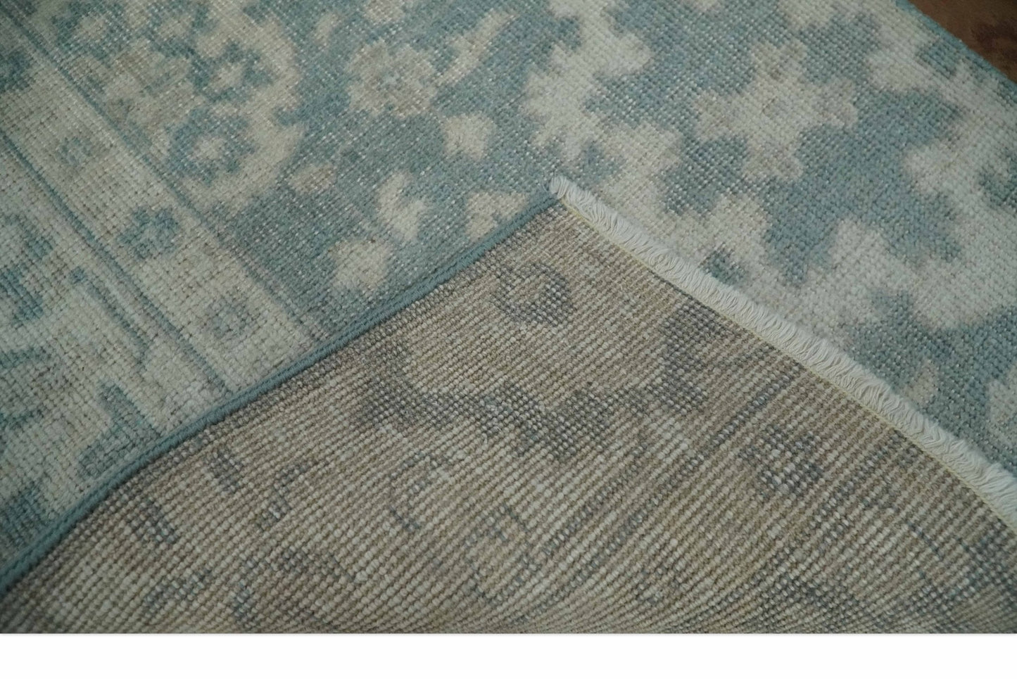 Antique Style Ivory and Gray Hand Knotted Traditional Oushak 2x4 wool Bedside Rug - Nuvé