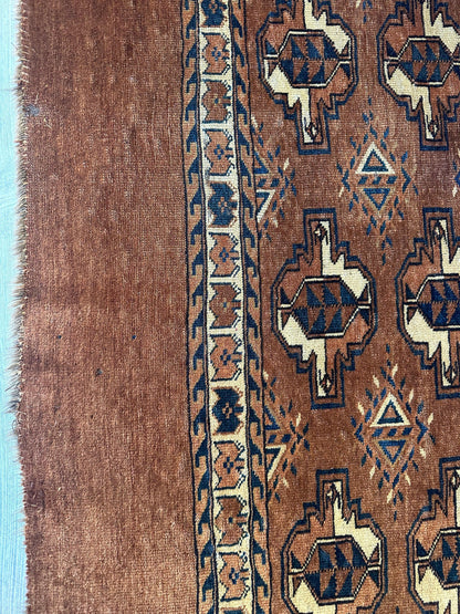 Antique Tekke Yomud Yomut Saryk Chuval Rug Bag Face, Turkmen Rug, Turkoman Rug 2’6”x3’9” - Nuvé