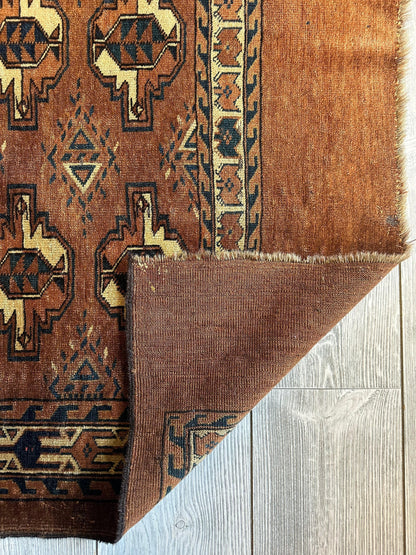 Antique Tekke Yomud Yomut Saryk Chuval Rug Bag Face, Turkmen Rug, Turkoman Rug 2’6”x3’9” - Nuvé