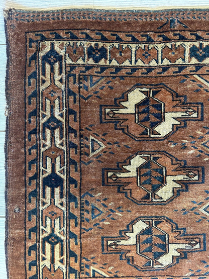 Antique Tekke Yomud Yomut Saryk Chuval Rug Bag Face, Turkmen Rug, Turkoman Rug 2’6”x3’9” - Nuvé