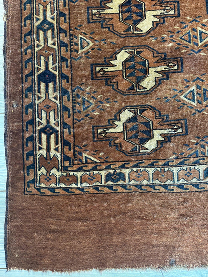 Antique Tekke Yomud Yomut Saryk Chuval Rug Bag Face, Turkmen Rug, Turkoman Rug 2’6”x3’9” - Nuvé