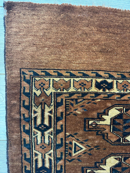 Antique Tekke Yomud Yomut Saryk Chuval Rug Bag Face, Turkmen Rug, Turkoman Rug 2’6”x3’9” - Nuvé