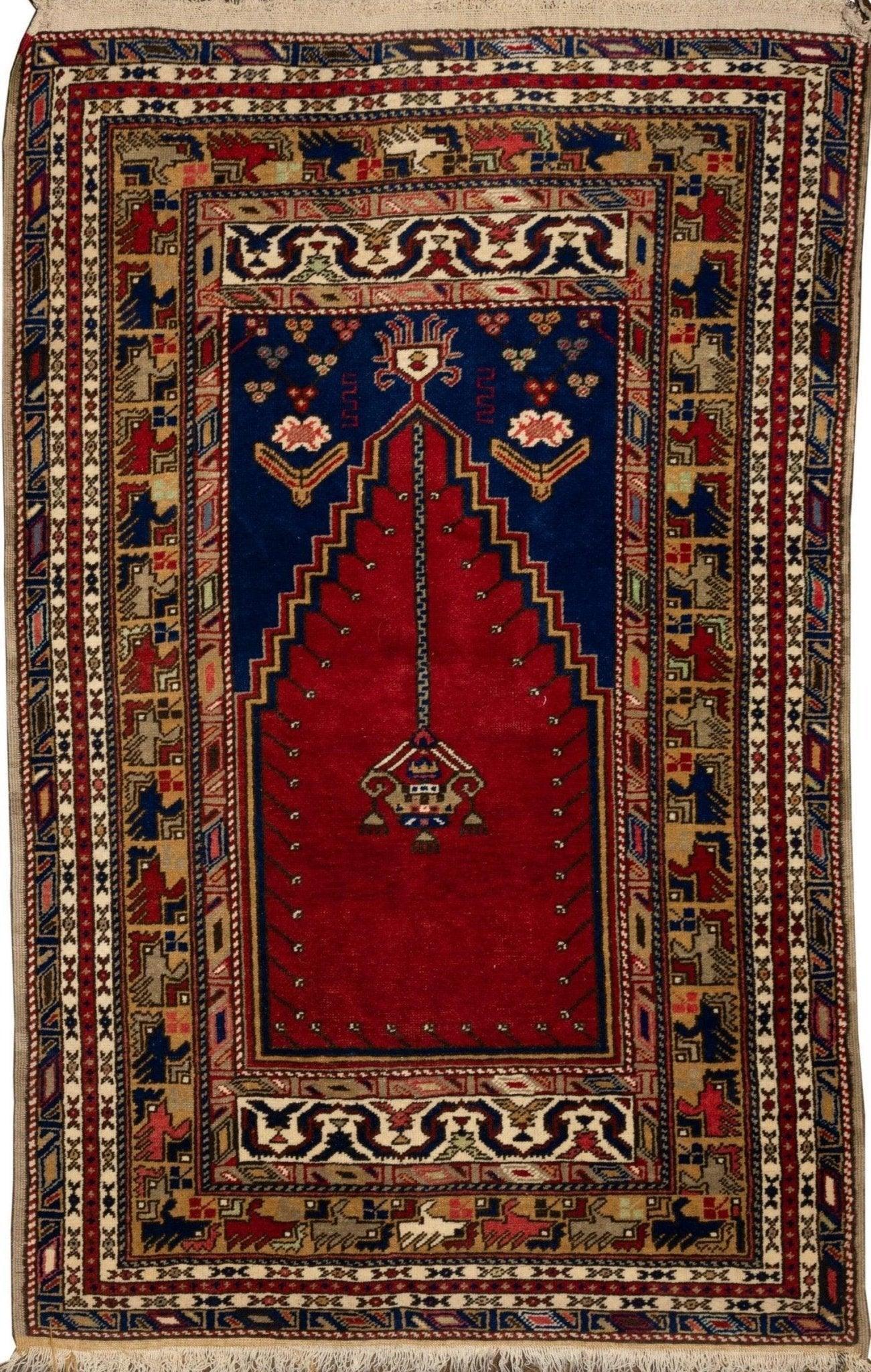 Vintage Turkish Wool Prayer Rug 4x6 - Nuvé