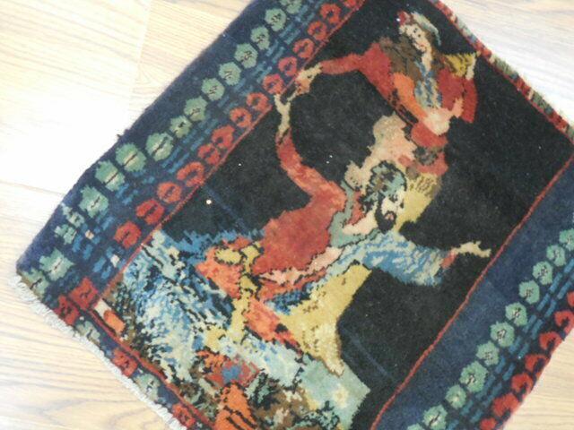 ANTIQUE UNIQUE PICTORAL OMARKHAYYAM RUG 1.5x1.8 Ft - Nuvé