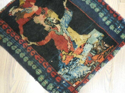 ANTIQUE UNIQUE PICTORAL OMARKHAYYAM RUG 1.5x1.8 Ft - Nuvé