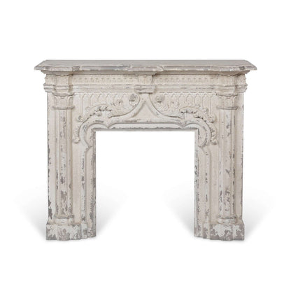 Antique White Fireplace Mantel with Distressed Vintage Finish - Nuvé