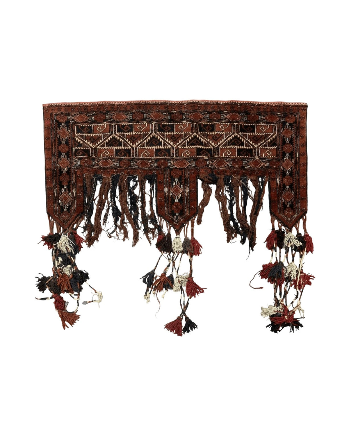 Antique Afghan Beshir Tent Header Textile Rug, Tribal Collectible, Wool