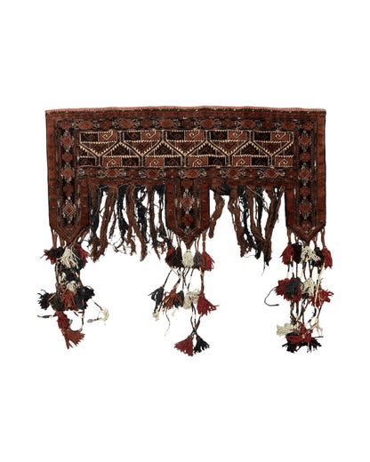 Antique Afghan Beshir Tent Header Textile Rug, Tribal Collectible, Wool