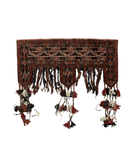 Antique Afghan Beshir Tent Header Textile Rug, Tribal Collectible, Wool