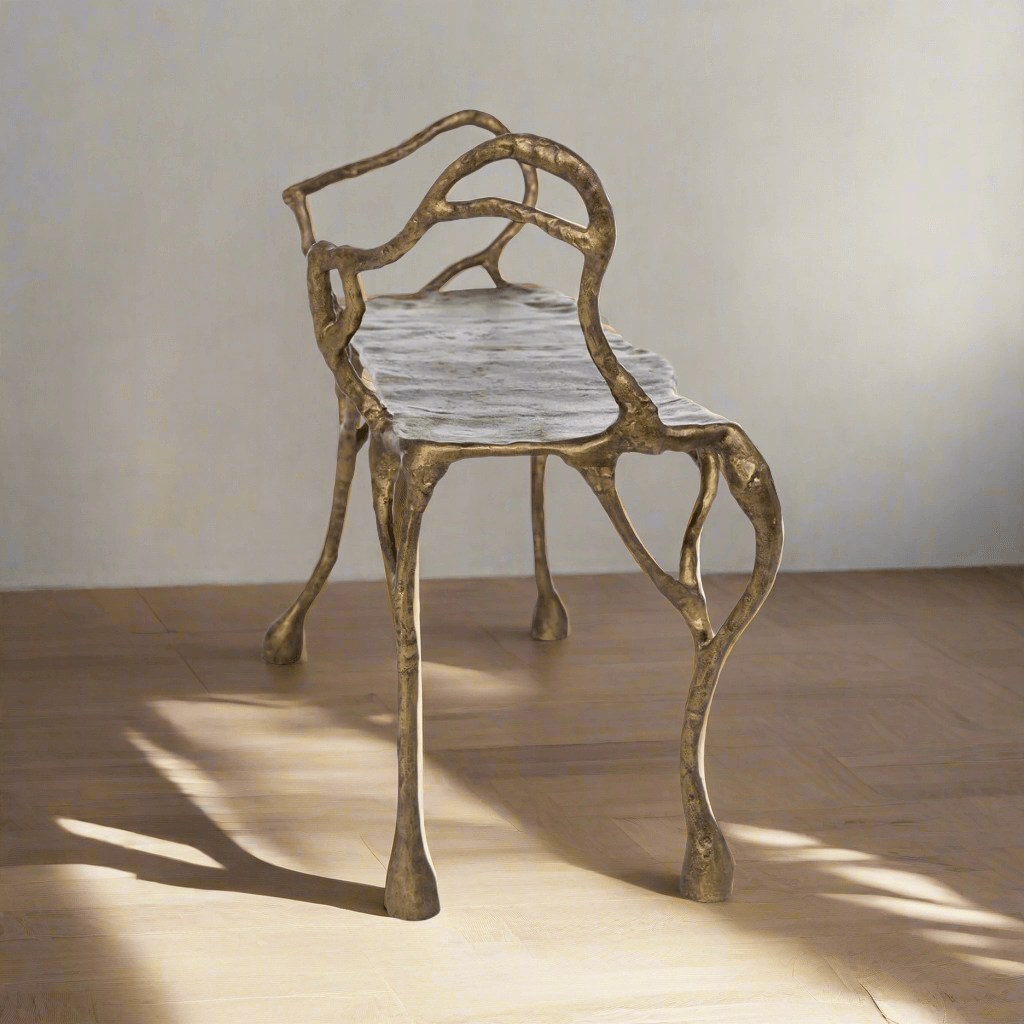 Antique Gold Organic Branch Bench - Nuvé