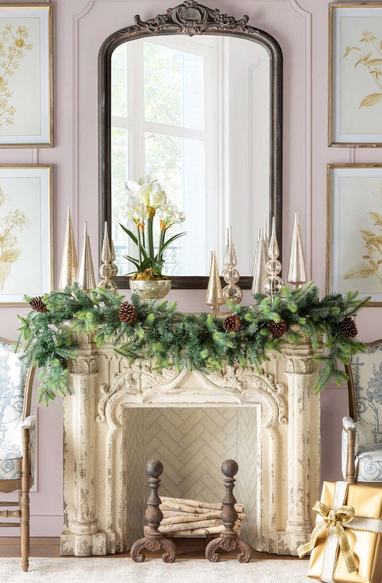 Antique White Fireplace Mantel with Distressed Vintage Finish - Nuvé