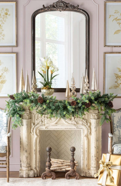 Antique White Fireplace Mantel with Distressed Vintage Finish - Nuvé