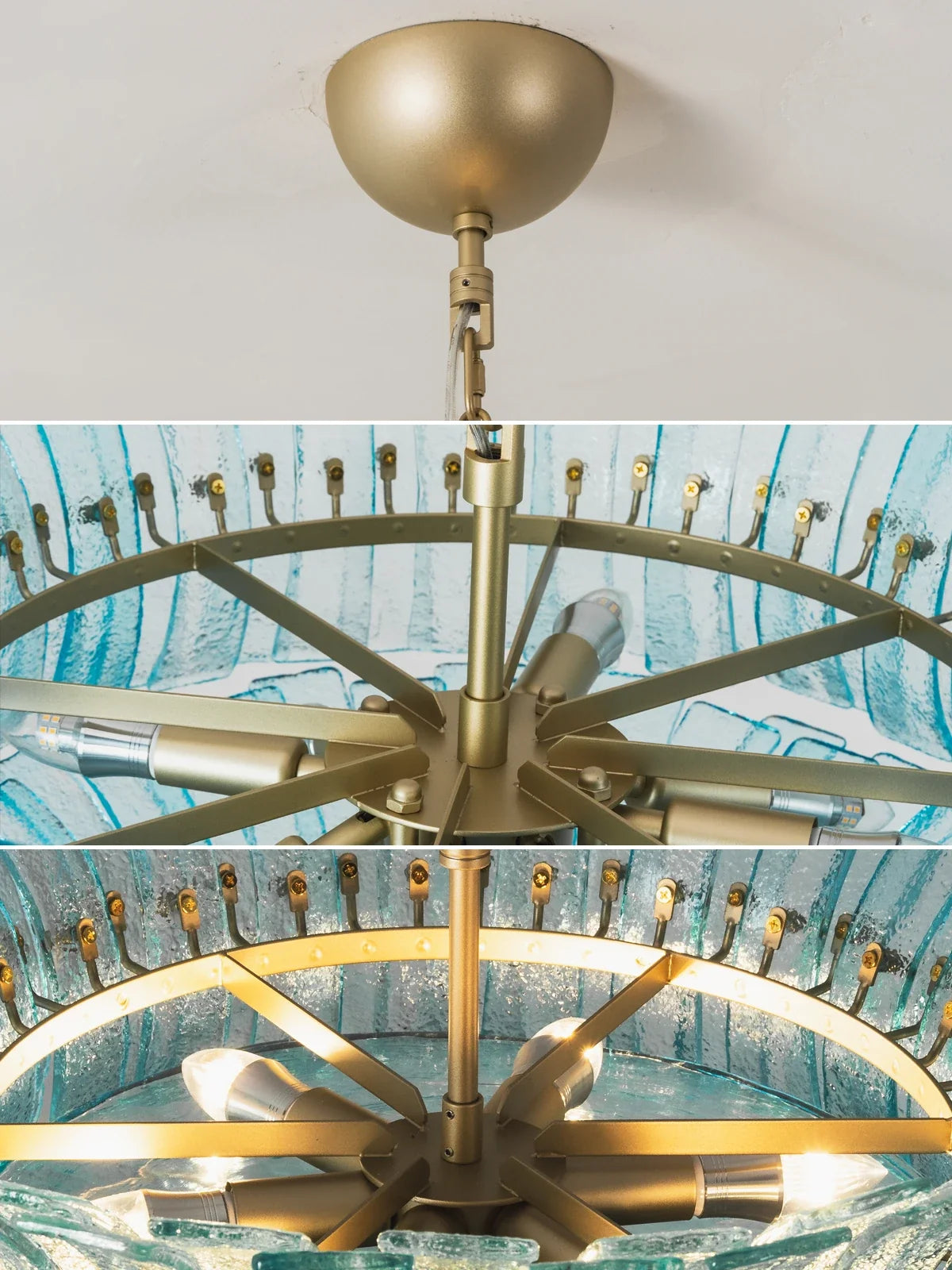 Aquamarine Calyra Tiered Glass Chandelier