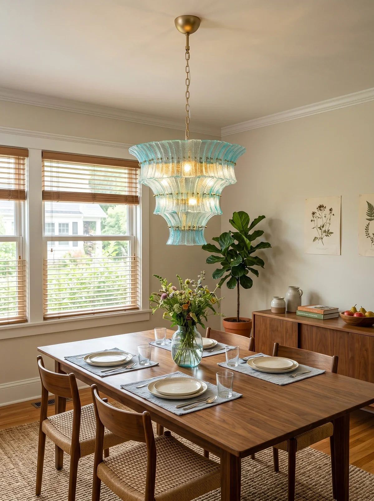 Aquamarine Calyra Tiered Glass Chandelier