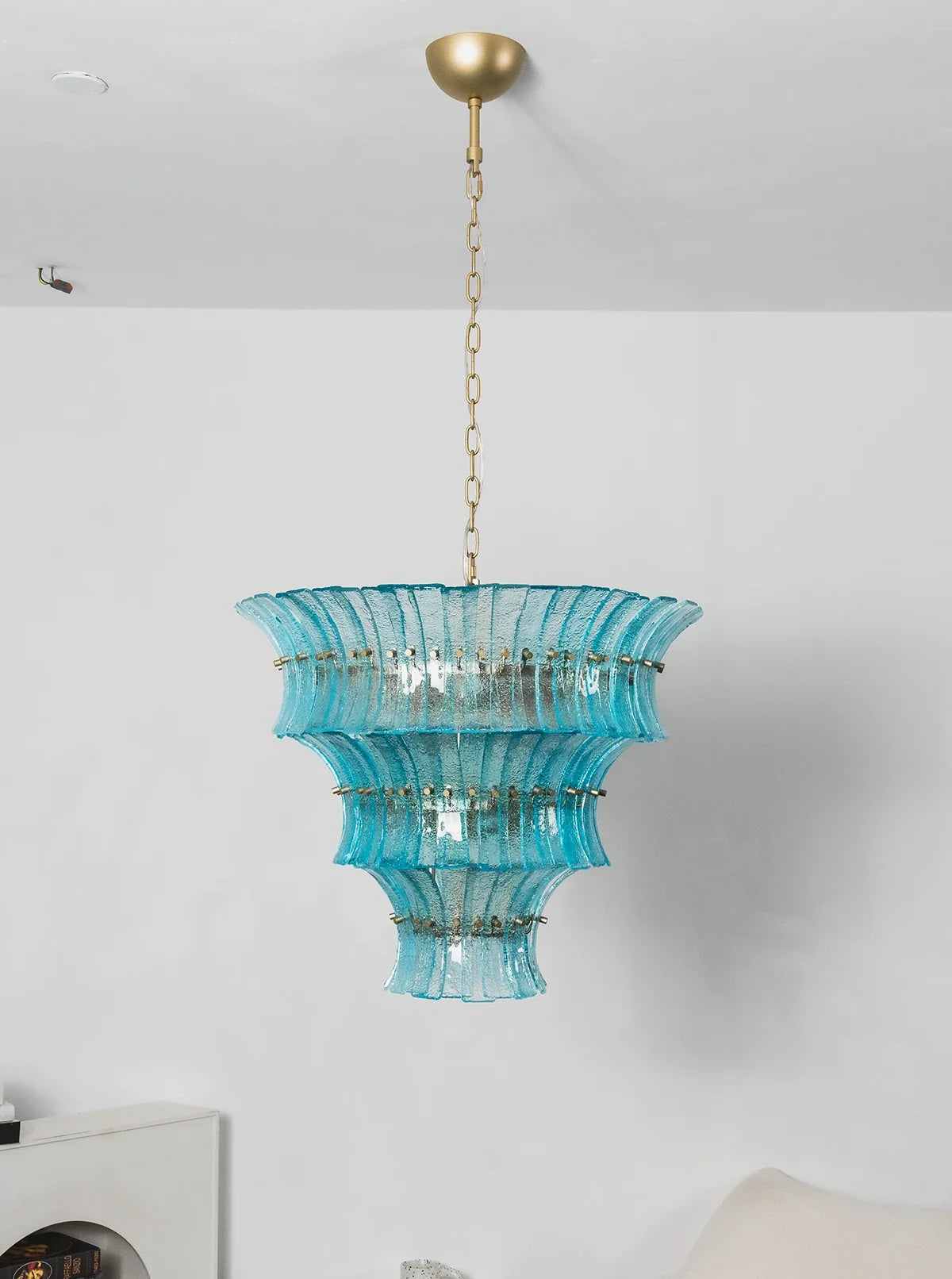 Aquamarine Calyra Tiered Glass Chandelier