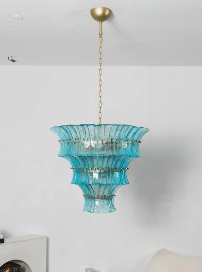 Aquamarine Calyra Tiered Glass Chandelier