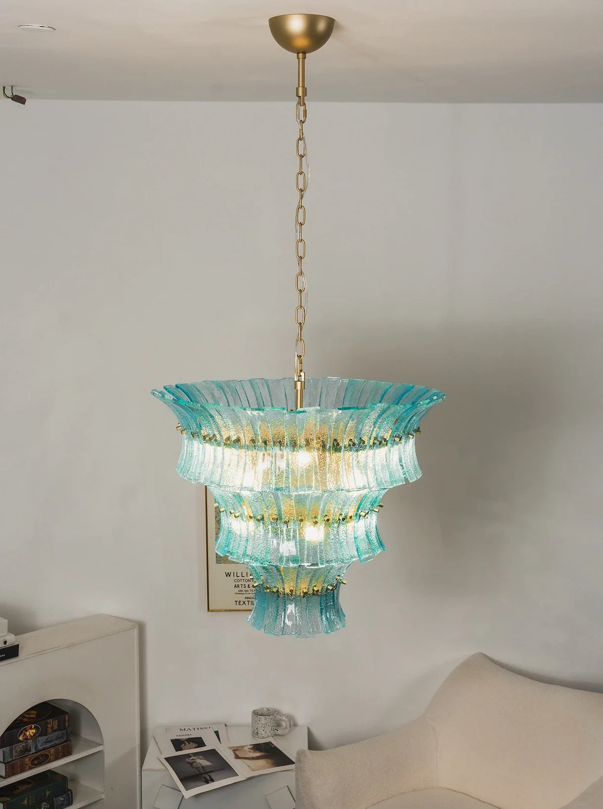 Aquamarine Calyra Tiered Glass Chandelier