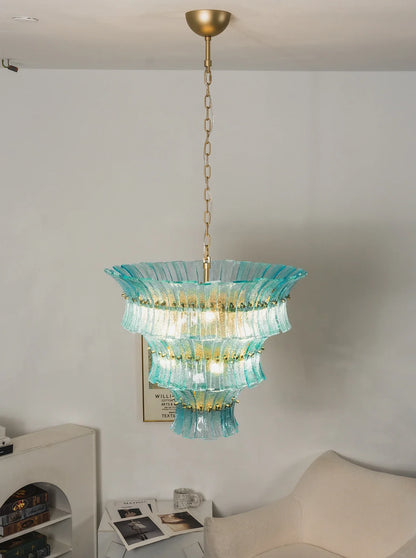 Aquamarine Calyra Tiered Glass Chandelier