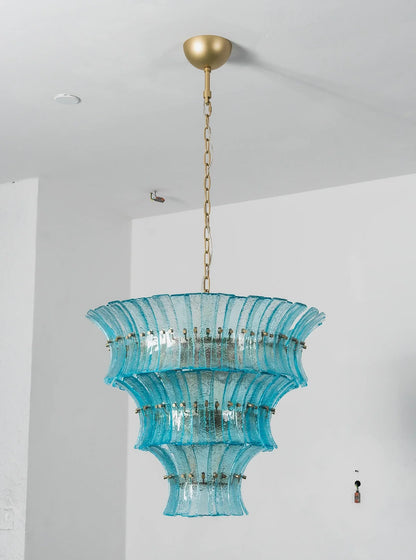 Aquamarine Calyra Tiered Glass Chandelier